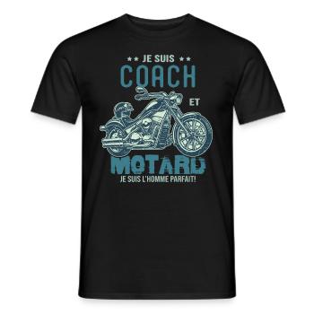 motard le meilleur coach le meilleur - T-shirt homme - noir - Devant - AI Model Male 178 light (178cm)