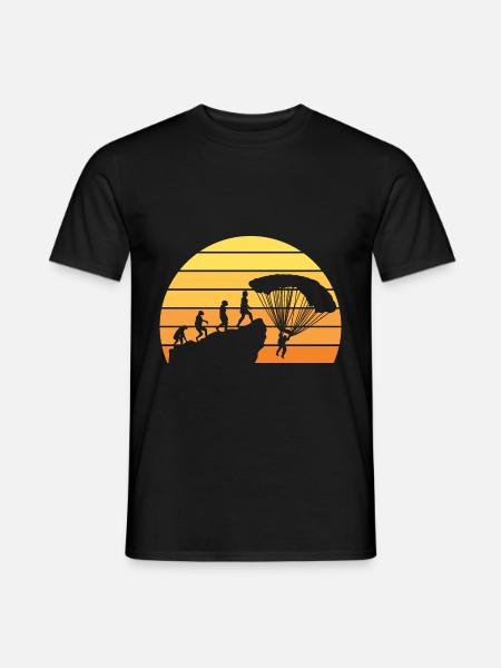 Fallschrimspringen Evolution Urmensch Fallschirm - Männer T-Shirt - Schwarz