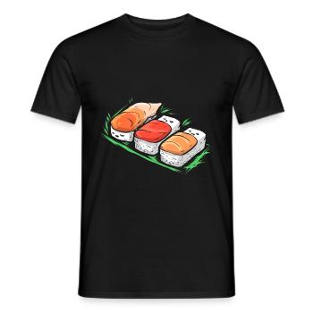 Sushi Kawaii Cuisine japonaise Happy Sushi - T-shirt homme - noir - Devant - AI Model Male 178 light (178cm)
