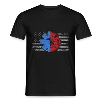 Ambulancier pompier USA Vintage Amérique - T-shirt homme - noir - Devant - AI Model Male 178 light (178cm)