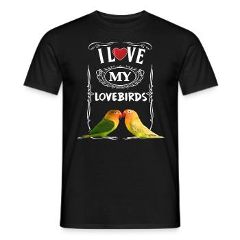 I LoveE My Lovebirds Agapornis Tshirt - Men's T-Shirt - black - Front - AI Model Male 178 light (178cm)