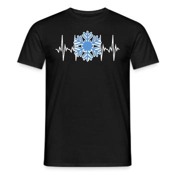 Winter Schneeflocken-Herzschlag - Männer T-Shirt - Schwarz - Vorne - AI Model Male 178 light (178cm)