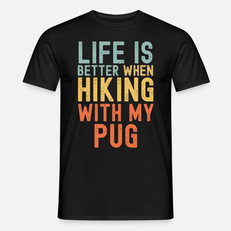 Mops Wanderhund retro - Männer T-Shirt - Schwarz