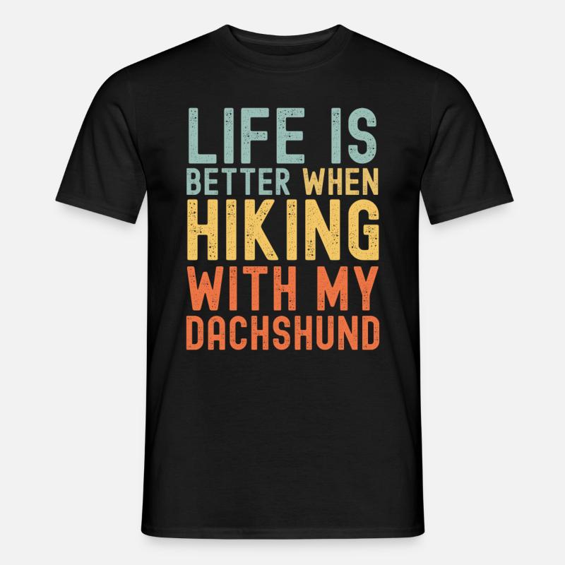 Dackel Wanderhund retro - Männer T-Shirt - Schwarz