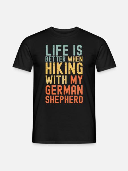 German-Shepherd Hiking dog retro - Men's T-Shirt - black