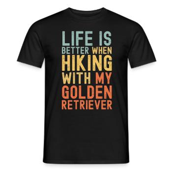 Golden Retriever Chien de randonnée rétro - T-shirt homme - noir - Devant - AI Model Male 178 light (178cm)