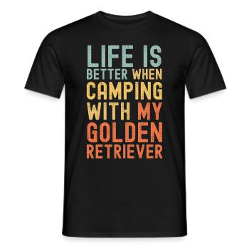 Golden Retriever Camping rétro vintage - T-shirt homme - noir - Devant - AI Model Male 178 light (178cm)