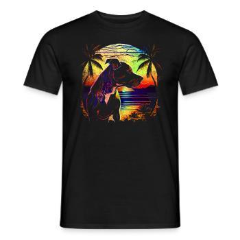 Staffordshire Bull-Terrier Pitbull Staffy sunset - Men's T-Shirt - black - Front - AI Model Male 178 light (178cm)