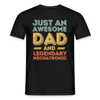 Papa Mechatronics Technician Father's Day - Men's T-Shirt - black - Front - AI Model Male 178 light (178cm)