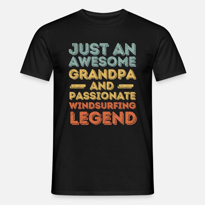 Opa Windsurfen retro - Männer T-Shirt - Schwarz