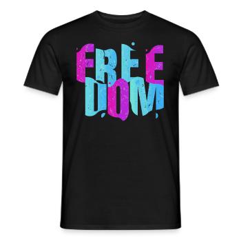 Freedom Freiheit Schriftzug - Männer T-Shirt - Schwarz - Vorne - AI Model Male 178 light (178cm)