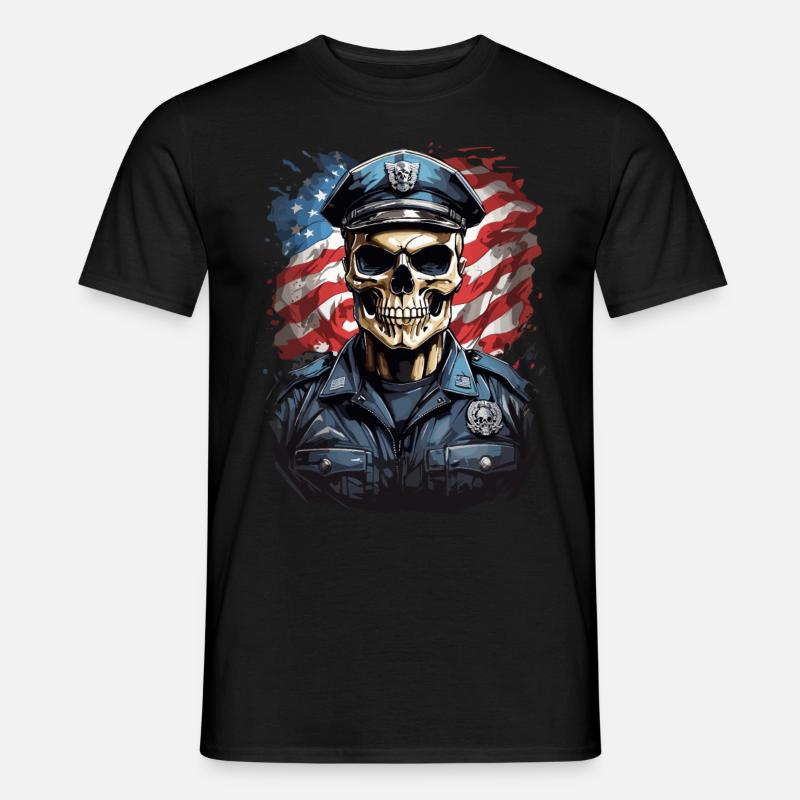 US-Polizei-Schädel - Männer T-Shirt - Schwarz