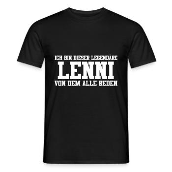 Lenni Name Design - Männer T-Shirt - Schwarz - Vorne - AI Model Male 178 light (178cm)