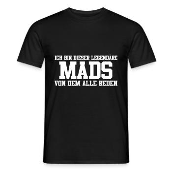 Mads Name Design - Männer T-Shirt - Schwarz - Vorne - AI Model Male 178 light (178cm)