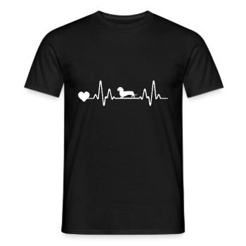 Hund Herzschlag Dackel - Männer T-Shirt - Schwarz - Vorne - AI Model Male 178 light (178cm)