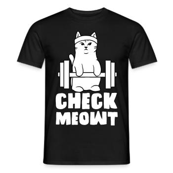 gym cat check me out meowt fit - Men's T-Shirt - black - Front - AI Model Male 178 light (178cm)