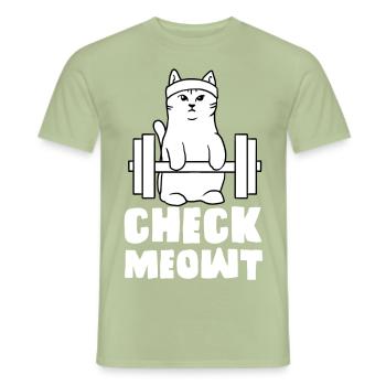 gym cat check me out meowt fit - Men's T-Shirt - sage - Front - AI Model Male 178 light (178cm)