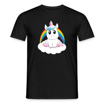Süsses Einhorn auf Wolke - Männer T-Shirt - Schwarz - Vorne - AI Model Male 178 light (178cm)