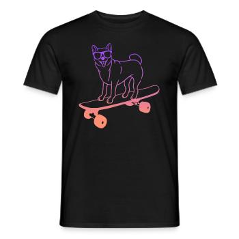 Skateboarder Skaten Shiba Hund auf Skateboard - Männer T-Shirt - Schwarz - Vorne - AI Model Male 178 light (178cm)