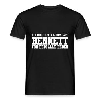 Bennett Name Design - Männer T-Shirt - Schwarz - Vorne - AI Model Male 178 light (178cm)