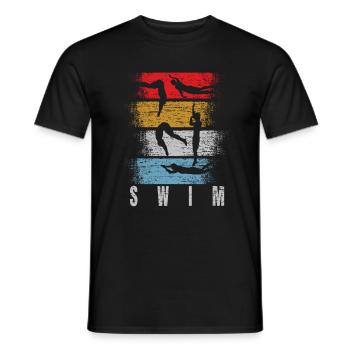 Moniteur de natation rétro - T-shirt homme - noir - Devant - AI Model Male 178 light (178cm)