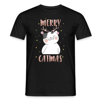 Weihnachten Katze Kater Heiligabend - Männer T-Shirt - Schwarz - Vorne - AI Model Male 178 light (178cm)