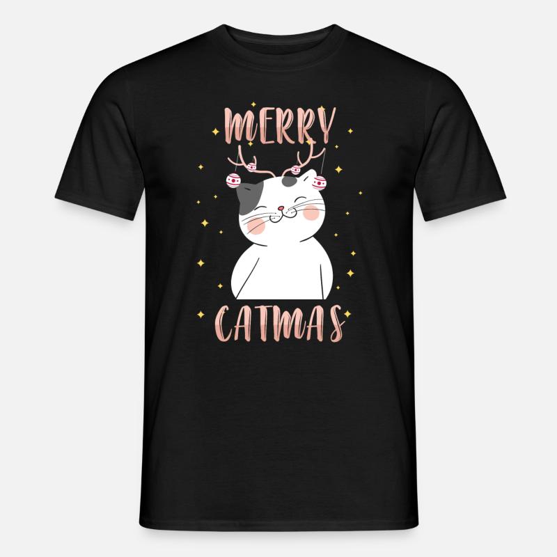 Weihnachten Katze Kater Heiligabend - Männer T-Shirt - Schwarz