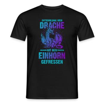 Drache Einhorn Fabelwesen Lustiger Spruch - Männer T-Shirt - Schwarz - Vorne - AI Model Male 178 light (178cm)