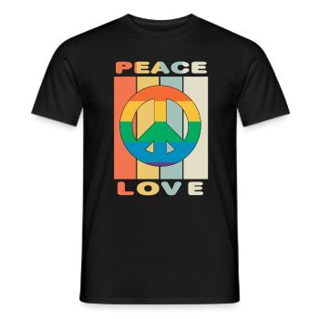 Hippie Peace Love and Rocknroll - T-shirt homme - noir - Devant - AI Model Male 178 light (178cm)