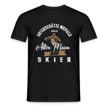 Ski Skier Alter Mann Wintersport Skisport Geschenk - Männer T-Shirt - Schwarz - Vorne - AI Model Male 178 light (178cm)