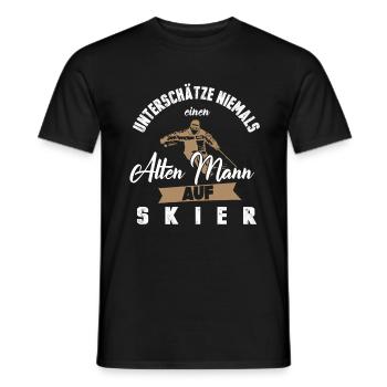 Ski Skifahrer Alter Mann Skisport - Männer T-Shirt - Schwarz - Vorne - AI Model Male 178 light (178cm)
