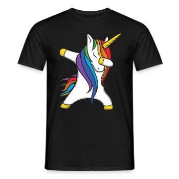 Dabbing Unicorn Einhorn - Männer T-Shirt - Schwarz - Vorne - AI Model Male 178 light (178cm)