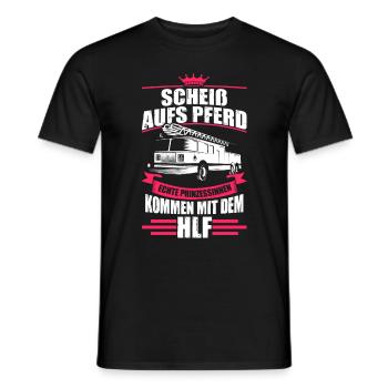 Feuerwehrfrau Prinzessin Feuerwehrauto HLF Geschen - Männer T-Shirt - Schwarz - Vorne - AI Model Male 178 light (178cm)