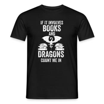 Buch Drachen Leser Bücherwurm Schriftsteller Autor - Männer T-Shirt - Schwarz - Vorne - AI Model Male 178 light (178cm)