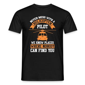 Cadeau de vol de pilote d'avion d'hélicoptère - T-shirt homme - noir - Devant - AI Model Male 178 light (178cm)