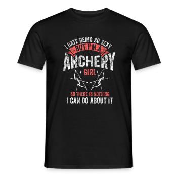 Tir à l'arc fille arc chasseur archer Gesc - T-shirt homme - noir - Devant - AI Model Male 178 light (178cm)