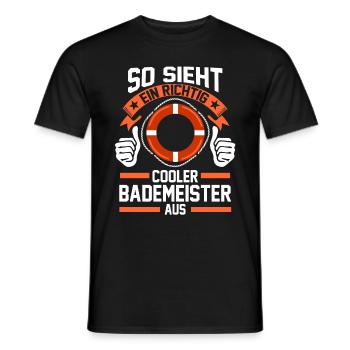 Bademeister Schwimmbad Schwimmlehrer - Männer T-Shirt - Schwarz - Vorne - AI Model Male 178 light (178cm)