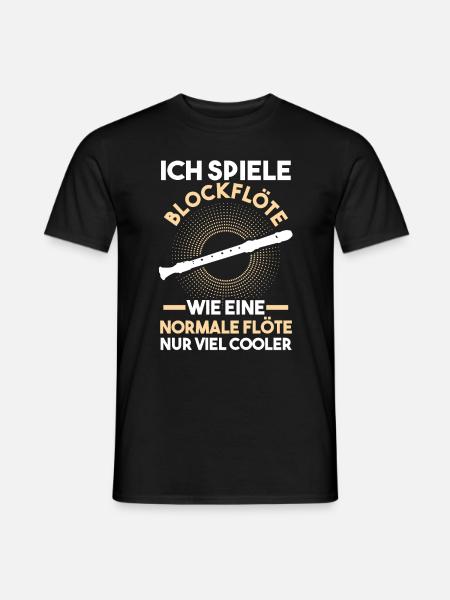 Flöte Flötist Flötenspieler Blockflöte Musiker - Männer T-Shirt - Schwarz
