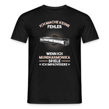 Mundharmonika Musikinstrument Harmonica - Männer T-Shirt - Schwarz - Vorne - AI Model Male 178 light (178cm)