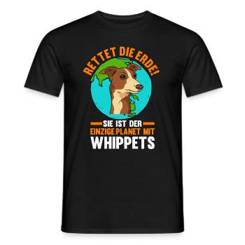 Windhund Umweltschutz Rettet die Erde Whippet - Männer T-Shirt - Schwarz - Vorne - AI Model Male 178 light (178cm)