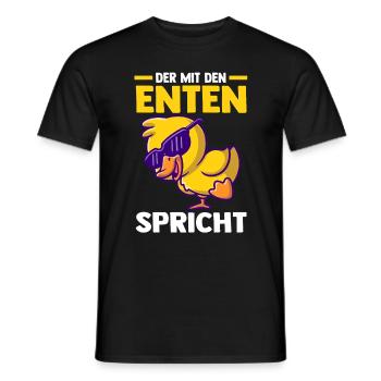 Der mit den Enten spricht - Männer T-Shirt - Schwarz - Vorne - AI Model Male 178 light (178cm)