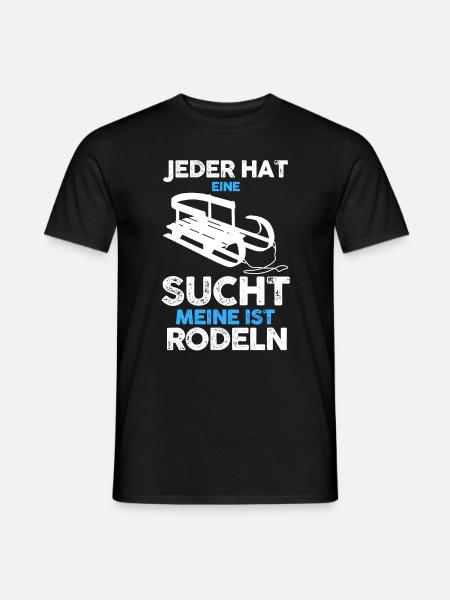 Wintersport Schlitten Rodeln - Männer T-Shirt - Schwarz