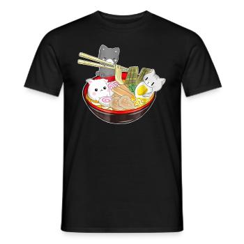 Chats Japon Ramen Anime - T-shirt homme - noir - Devant - AI Model Male 178 light (178cm)