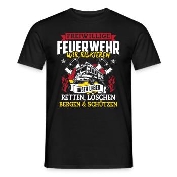 Service d’incendie volontaire, nous risquons notre vie - T-shirt homme - noir - Devant - AI Model Male 178 light (178cm)