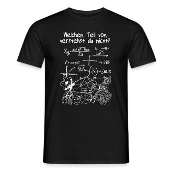Which part math mathematics physics understand - Men's T-Shirt - black - Front - AI Model Male 178 light (178cm)