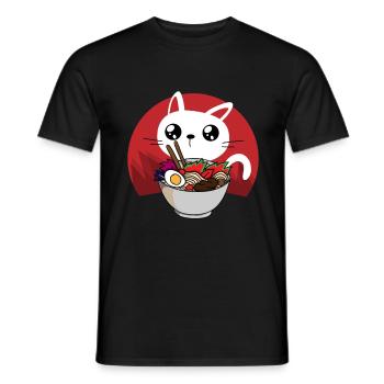 Chat ramen Kawaii - T-shirt homme - noir - Devant - AI Model Male 178 light (178cm)