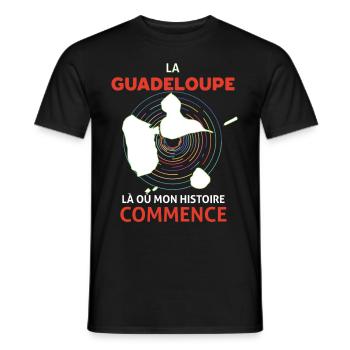 Ile de la Guadeloupe là où commence mon Histoire - T-shirt homme - noir - Devant - AI Model Male 178 light (178cm)