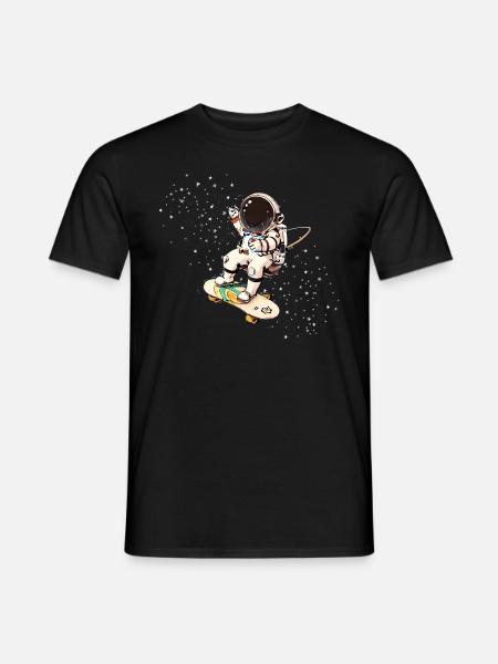 astronaut,skateboard,stars,skater,comic,illu - Men's T-Shirt - black