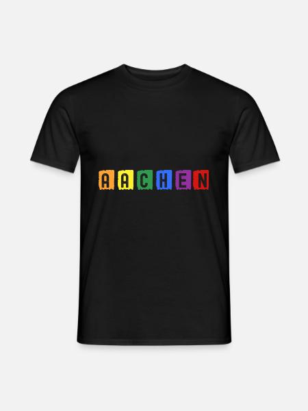 Aachen Stadt Skyline - Männer T-Shirt - Schwarz
