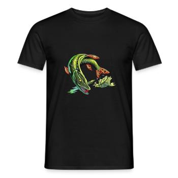 Predator Fishing - Pike - Angler Gift - Men's T-Shirt - black - Front - AI Model Male 178 light (178cm)